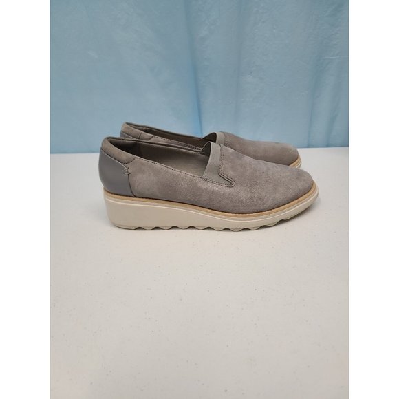Clarks Sharon Gracie womens suede slip on loafers gray size 7 M 13288 - Picture 1 of 6